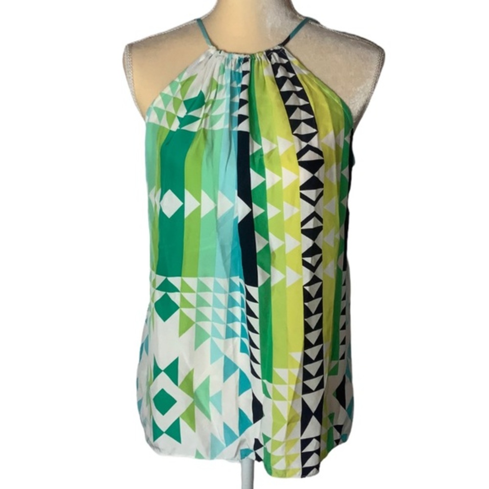 Alice & Trixie Silk Camisole/Blouse Size Medium Green, Blue, Black Geometric